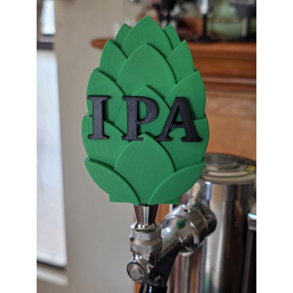 IPA on Hops Tap Handle, 3D Printed, Home Bar Accessory